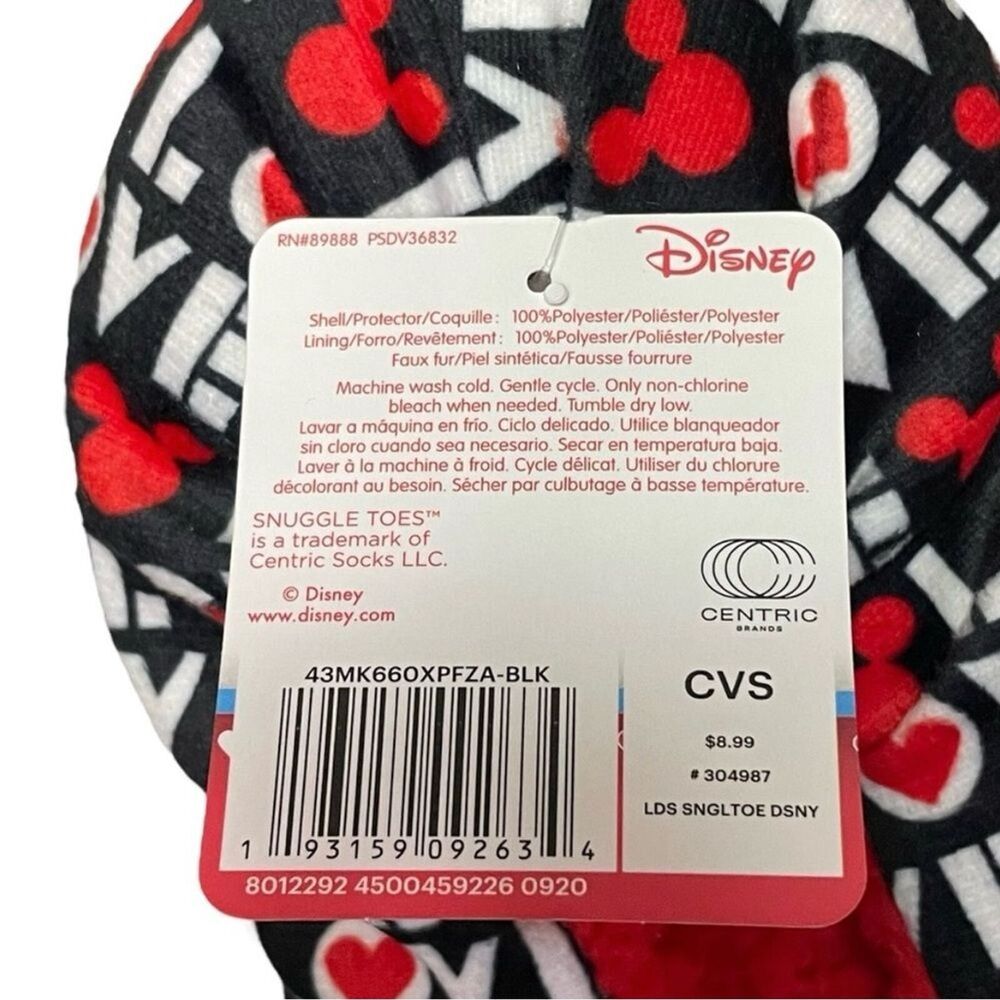 NWT Disney LOVE Mickey Mouse Snuggle Toes Slipper Socks Red Black Women’s 4-10 - Picture 4 of 6